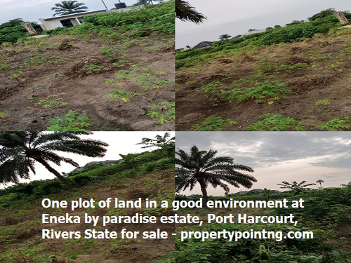 Property, land, houses for sale, Lease and Rent in Nigeria - One plot of land in a good environment at Eneka by paradise estate, Port Harcourt, Rivers State for sale